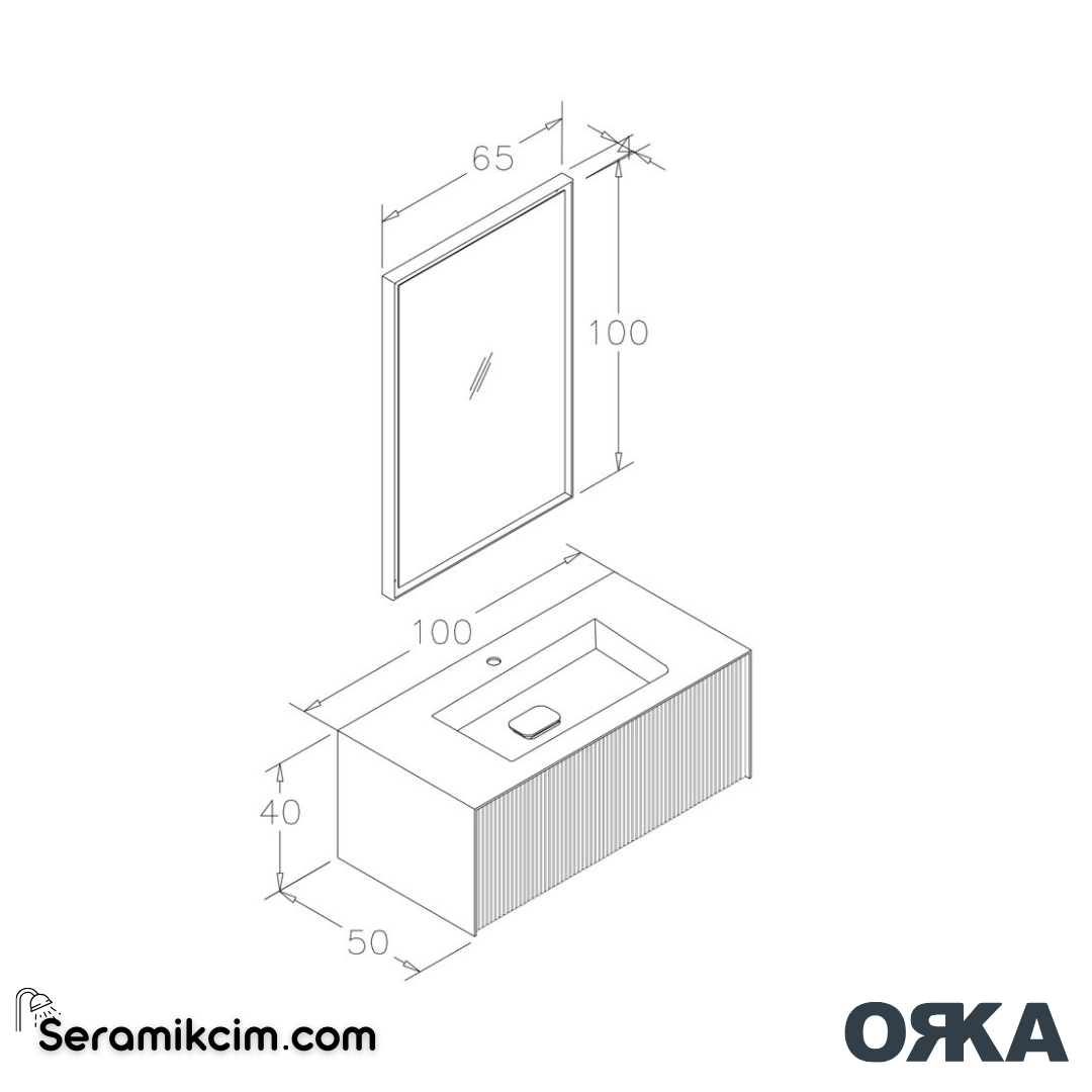 Orka Cube 100cm Banyo Dolabı Set Mat Açık Mavi - ORK030.100.02.TKM