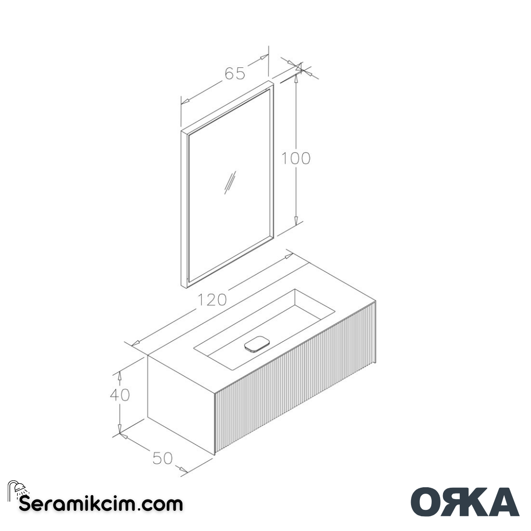 Orka Cube 120cm Banyo Dolabı Set Mat Açık Mavi - ORK030.120.02.TKM