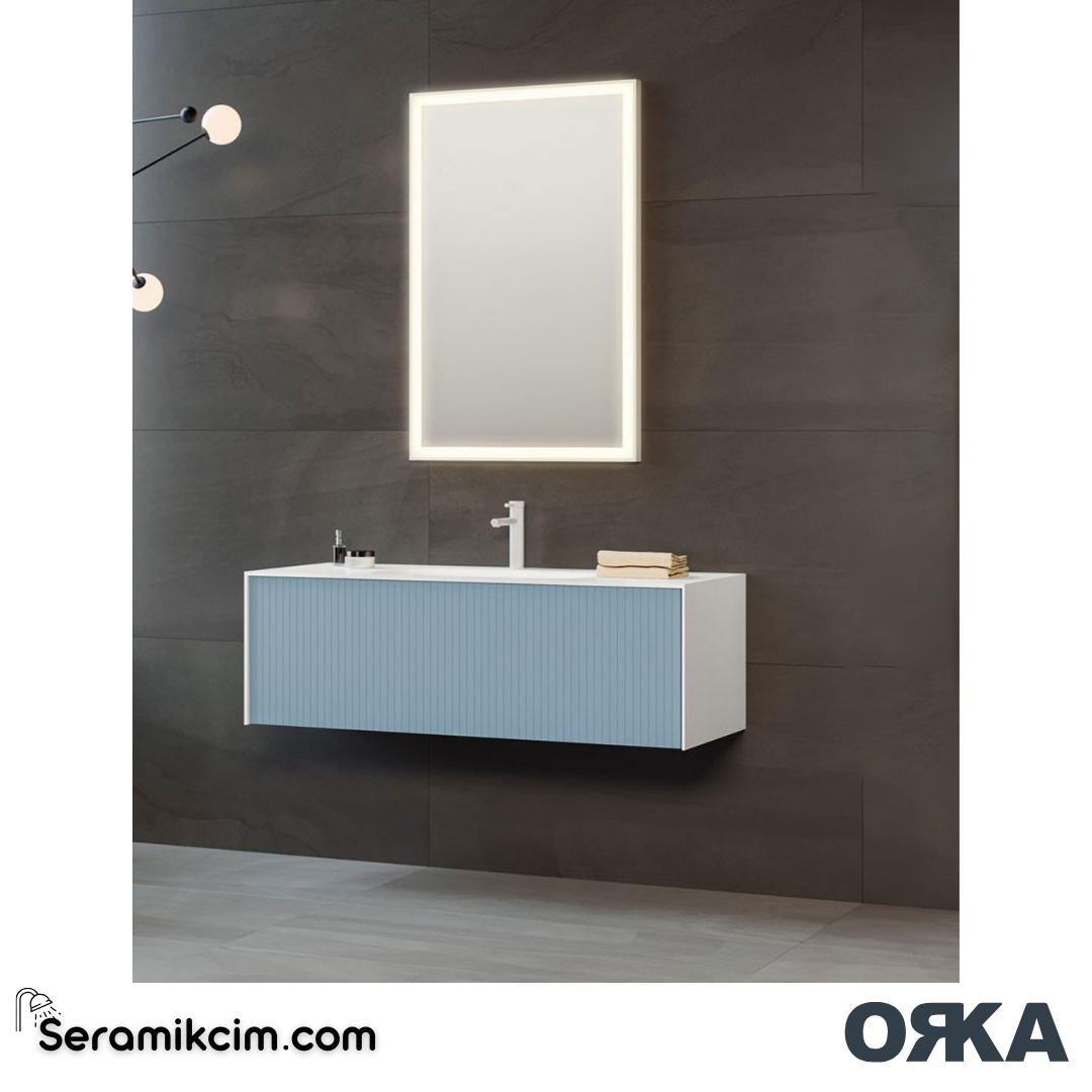 Orka Cube 120cm Banyo Dolabı Set Mat Açık Mavi - ORK030.120.02.TKM