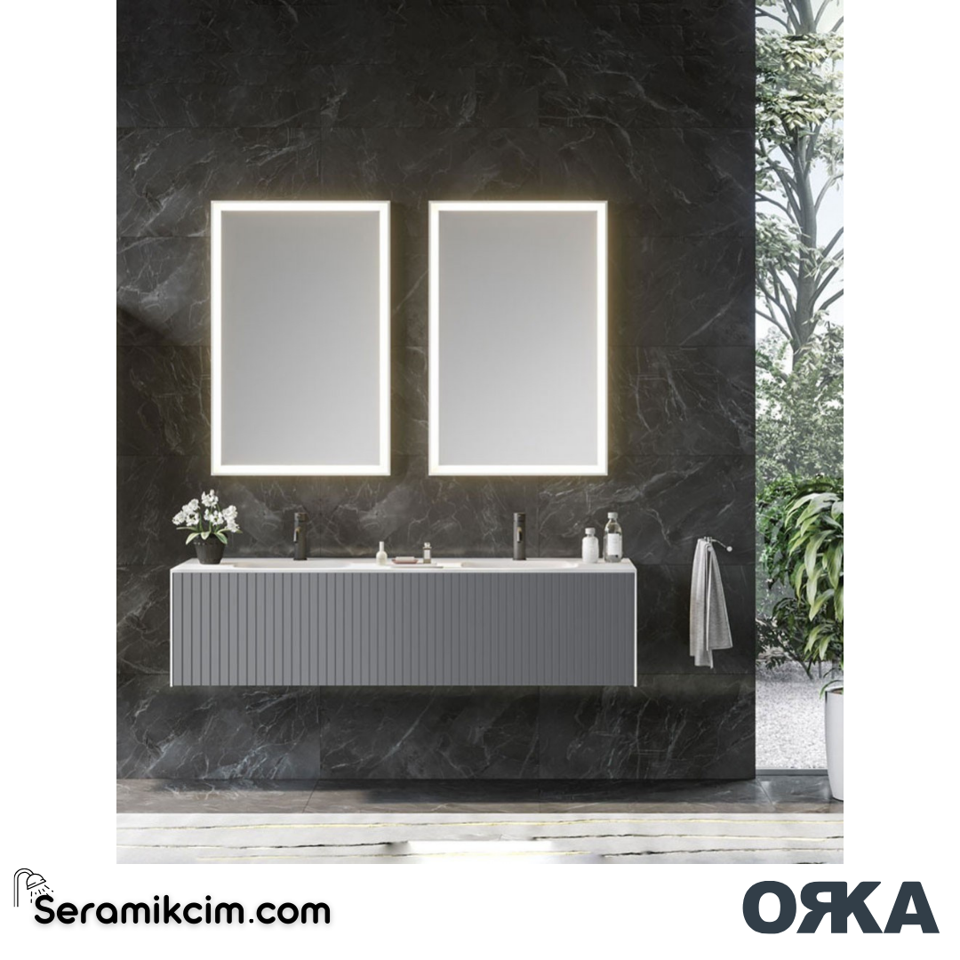 Orka Cube 160cm Banyo Dolabı Set Mat Gri - ORK030.160.03.TKM