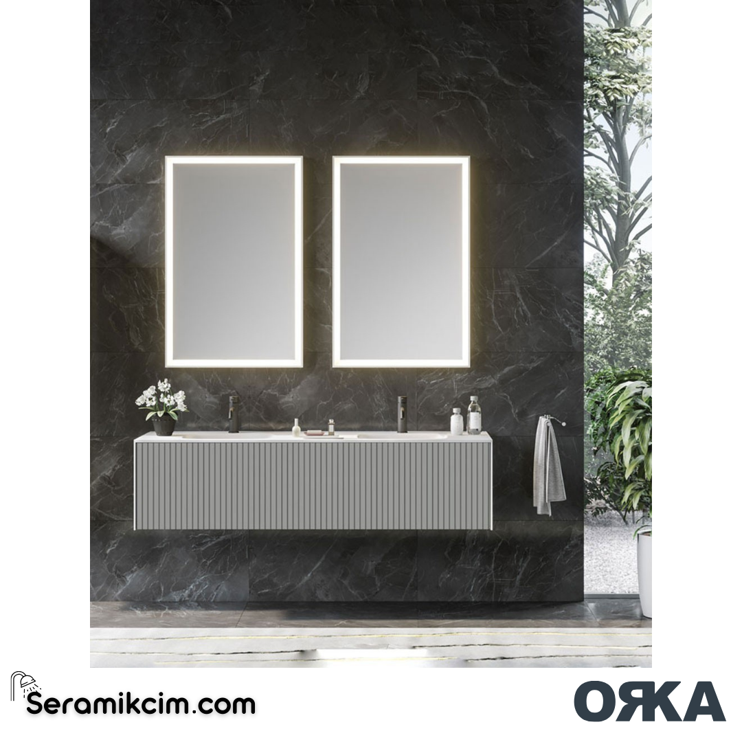 Orka Cube 160cm Banyo Dolabı Set Mat Vizon - ORK030.160.05.TKM