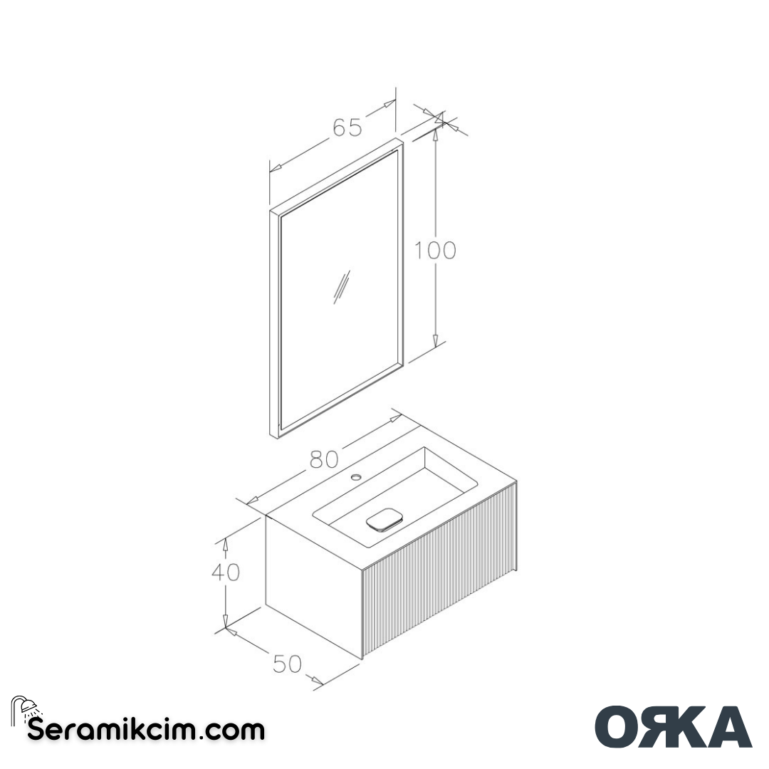 Orka Cube 80cm Banyo Dolabı Set Mat Açık Mavi - ORK030.80.02.TKM
