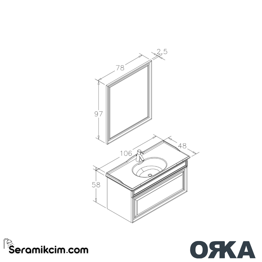 Orka Design 100cm Banyo Dolabı Set Mat Cappucino - ORK050.100.04.TKM