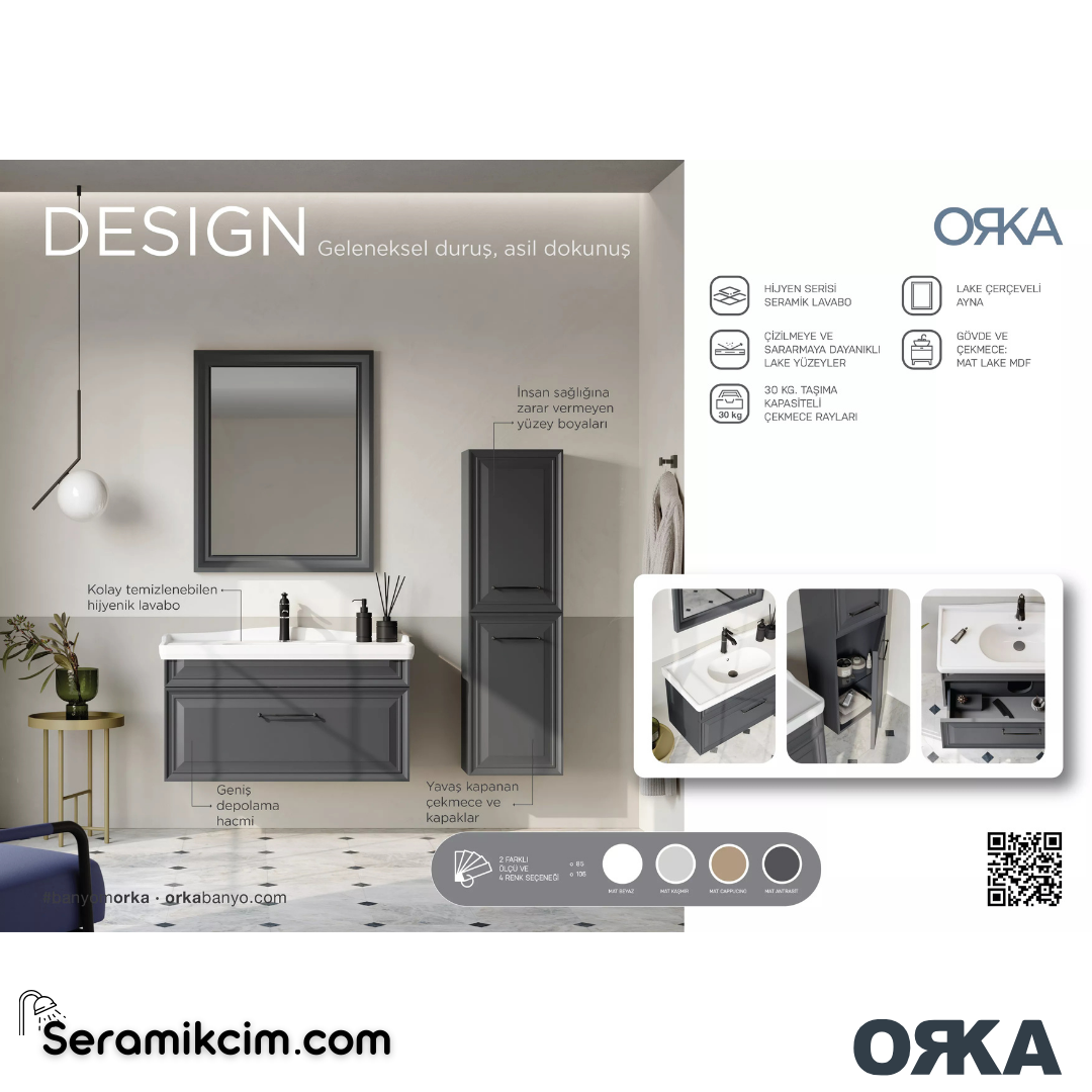 Orka Design 40cm Boy Dolabı (Sağ-Sol) Mat Cappucino - ORK.BYD1076
