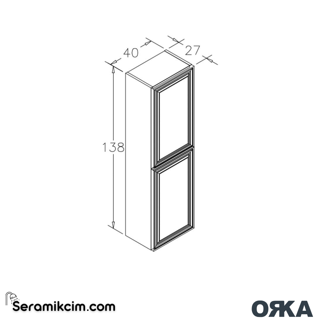 Orka Design 40cm Boy Dolabı (Sağ-Sol) Mat Beyaz - ORK.BYD1074