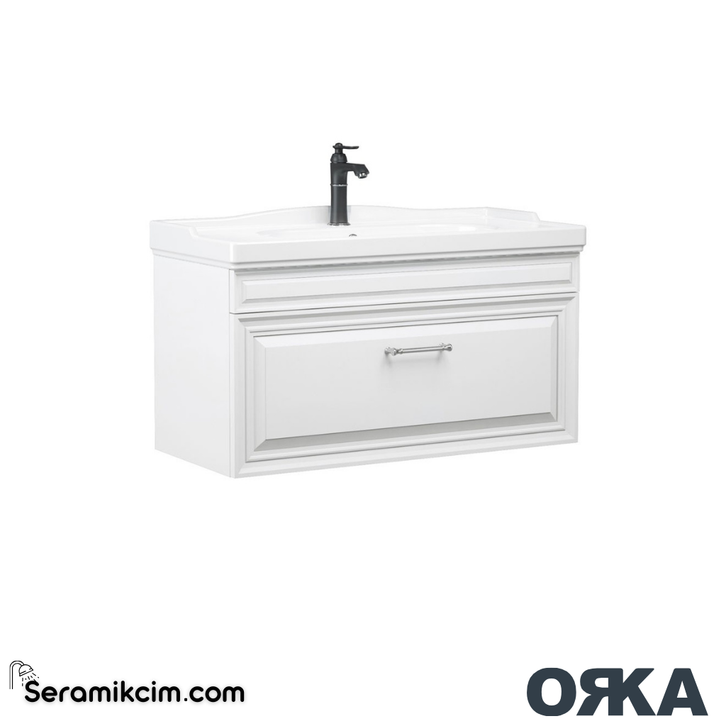 Orka Design 85cm Banyo Dolabı Set Mat Beyaz - ORK050.85.02.TKM