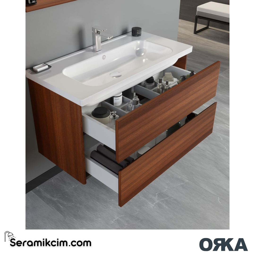 Orka Düden 80cm Çekmeceli Banyo Dolabı Set Beyaz - ORK052.80.01.TKM
