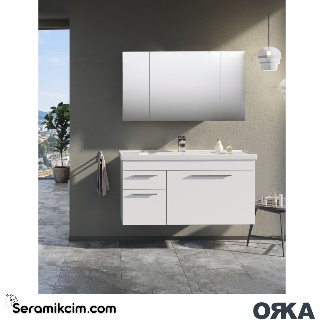 Orka Enez 100cm Banyo Dolabı Set Beyaz - ORK060.100.01.TKM