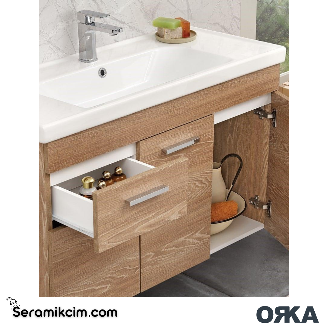 Orka Enez 100cm Banyo Dolabı Set Irony - ORK060.100.02.TKM
