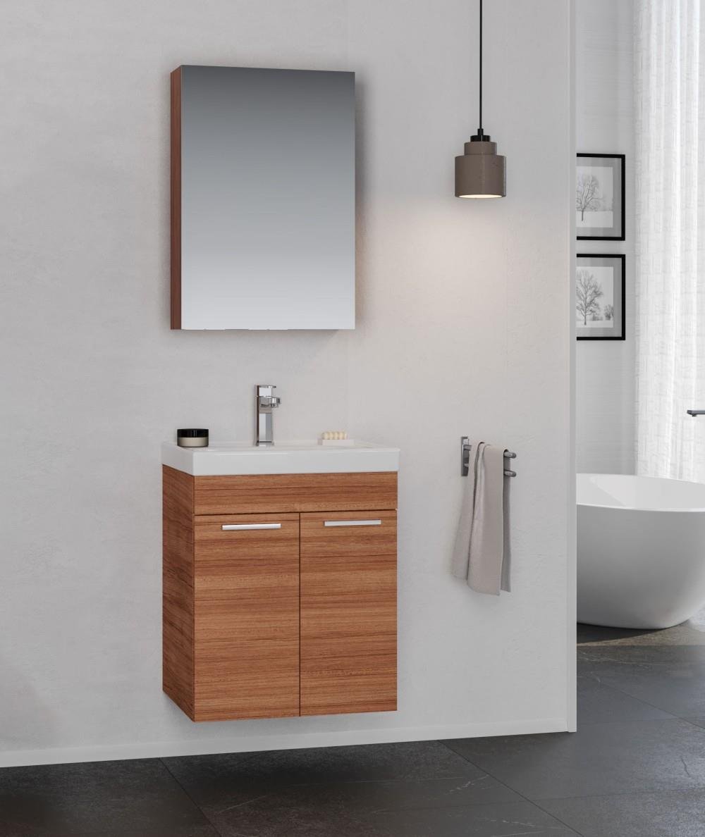 Orka Enez 55cm Teak Banyo Dolabı Set