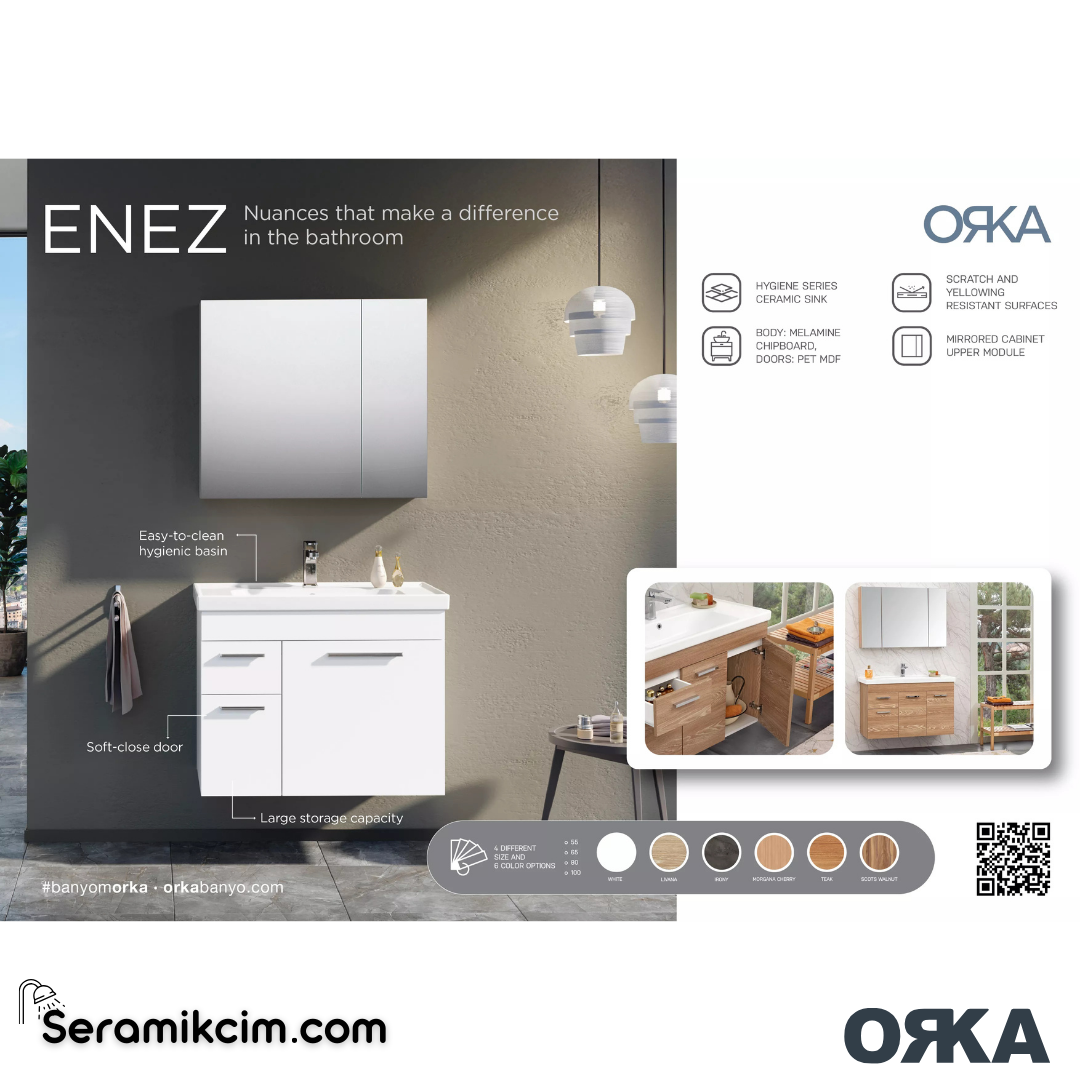 Orka Enez 80cm Banyo Dolabı Set Beyaz - ORK060.80.01.TKM