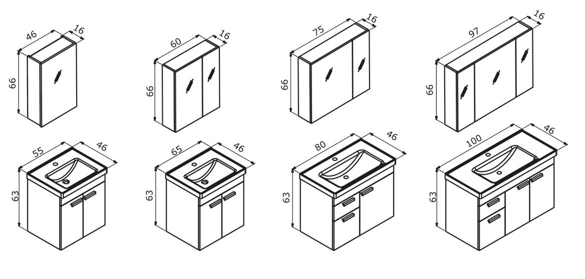 Orka Enez 80cm Beyaz Banyo Dolabı Set - ORKA.ENEZ.BYZ.80