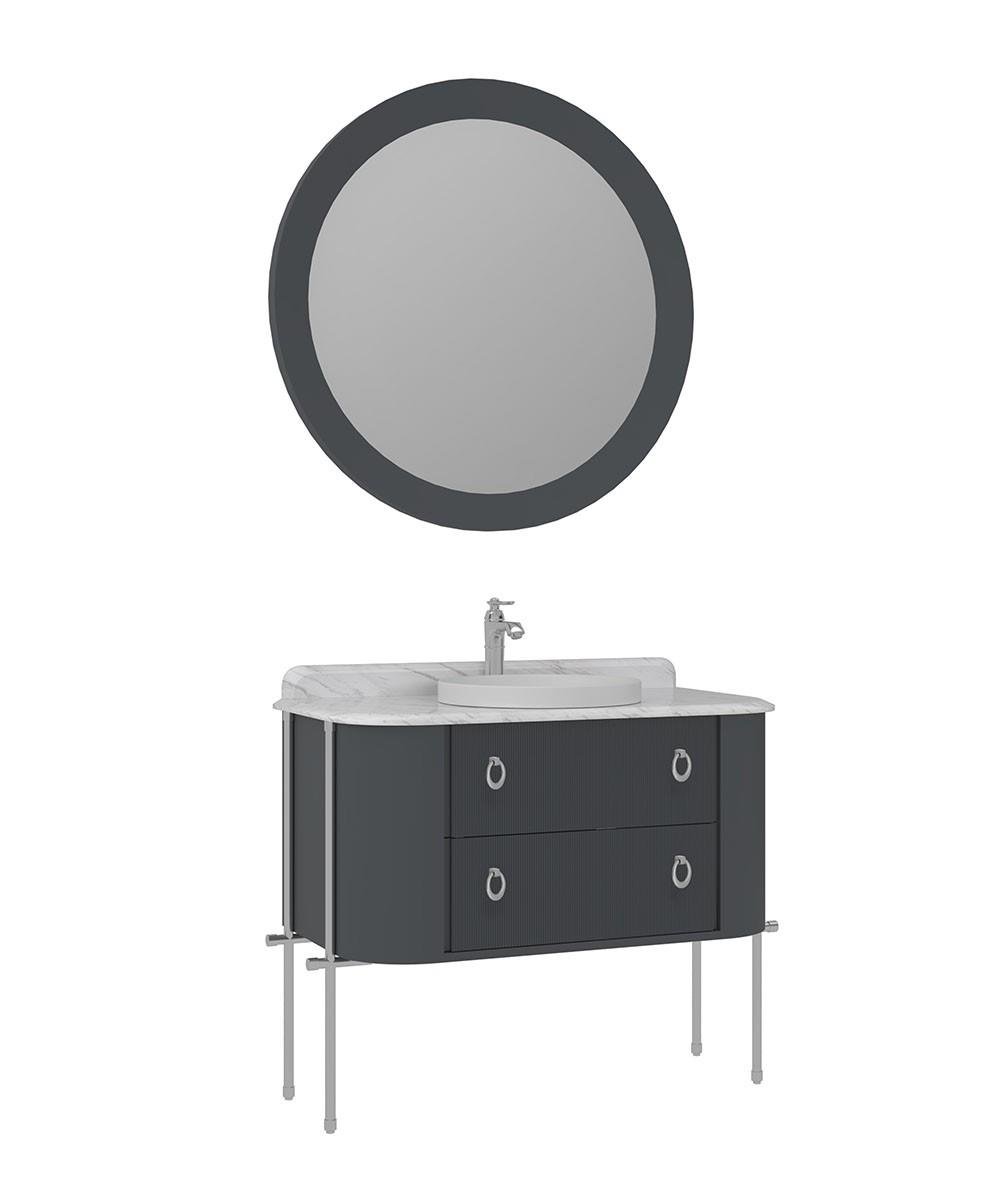 Orka Felice 107cm Banyo Dolabı Set (Krom Detay) Metal Ayaklı Mat Antrasit