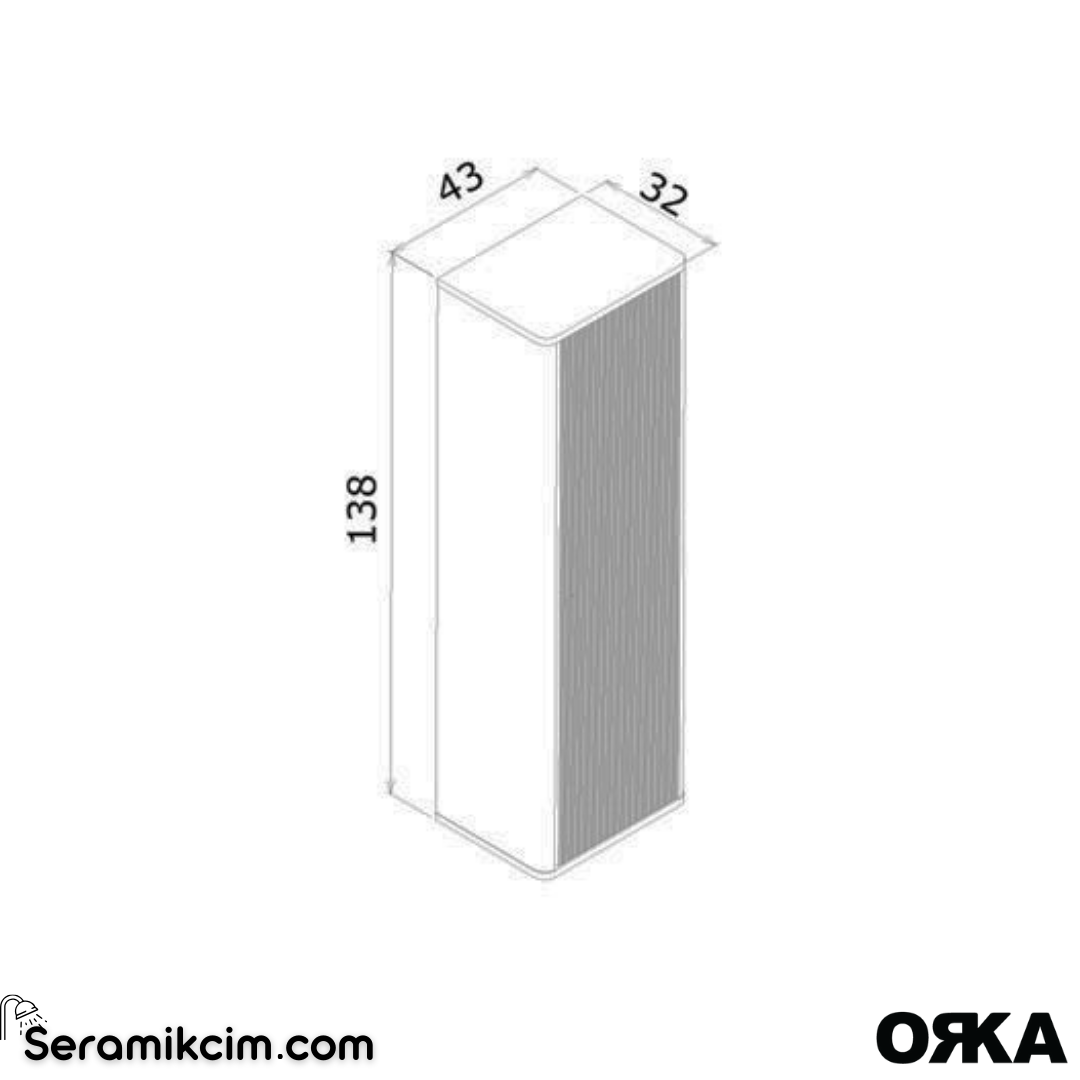 Orka Felice 43cm Krom Kulp Boy Dolabı (Sağ-Sol) Mat Vizon