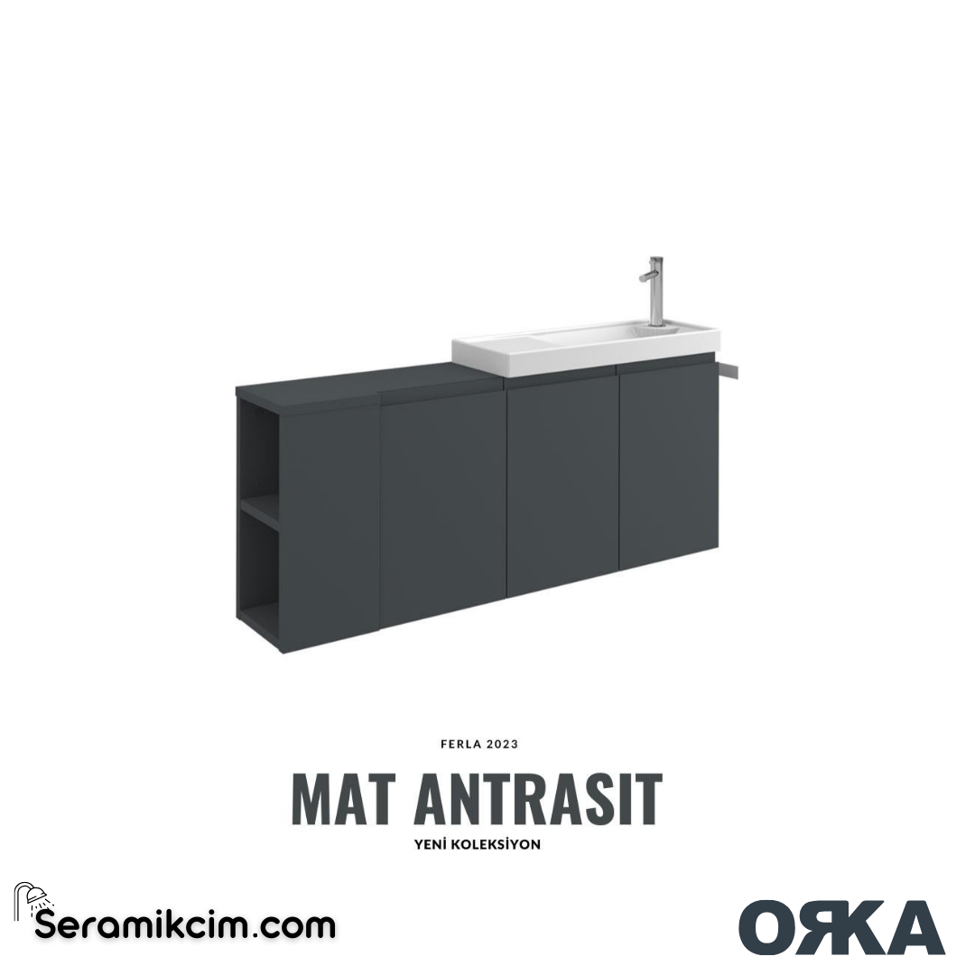 Orka Ferla 110cm Banyo Dolabı Set Mat Antrasit - ORK071.110.01.TKM