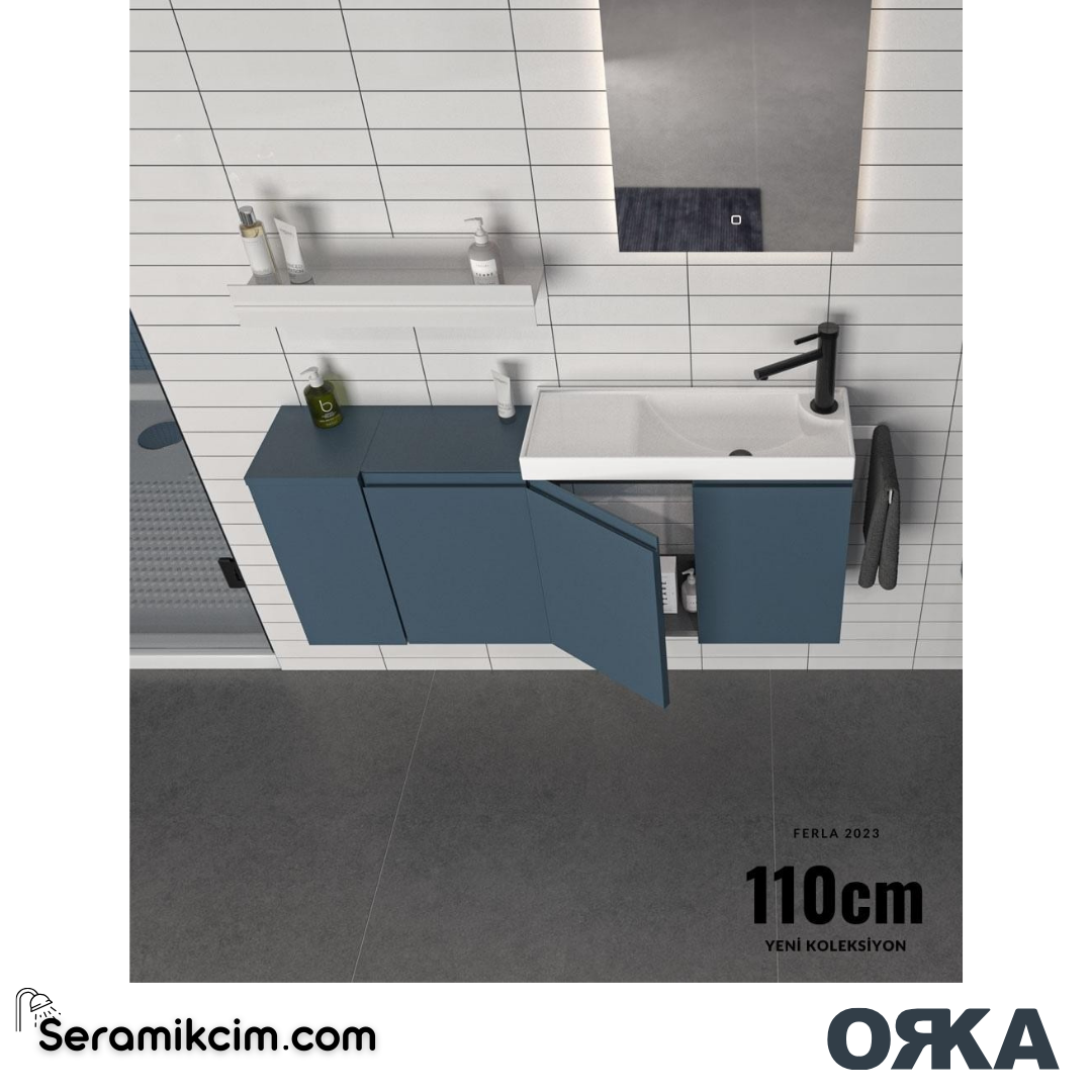 Orka Ferla 110cm Banyo Dolabı Set Mat Gri - ORK071.110.02.TKM