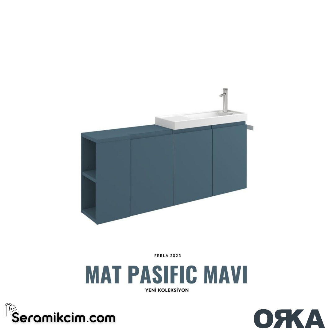 Orka Ferla 110cm Banyo Dolabı Set Mat Mavi - ORK071.110.04.TKM