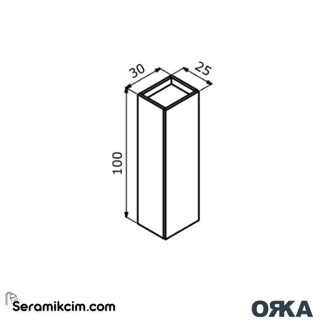 Orka Ferla 30cm Boy Dolabı (Sağ-Sol) Mat Antrasit - ORK.BYD1100