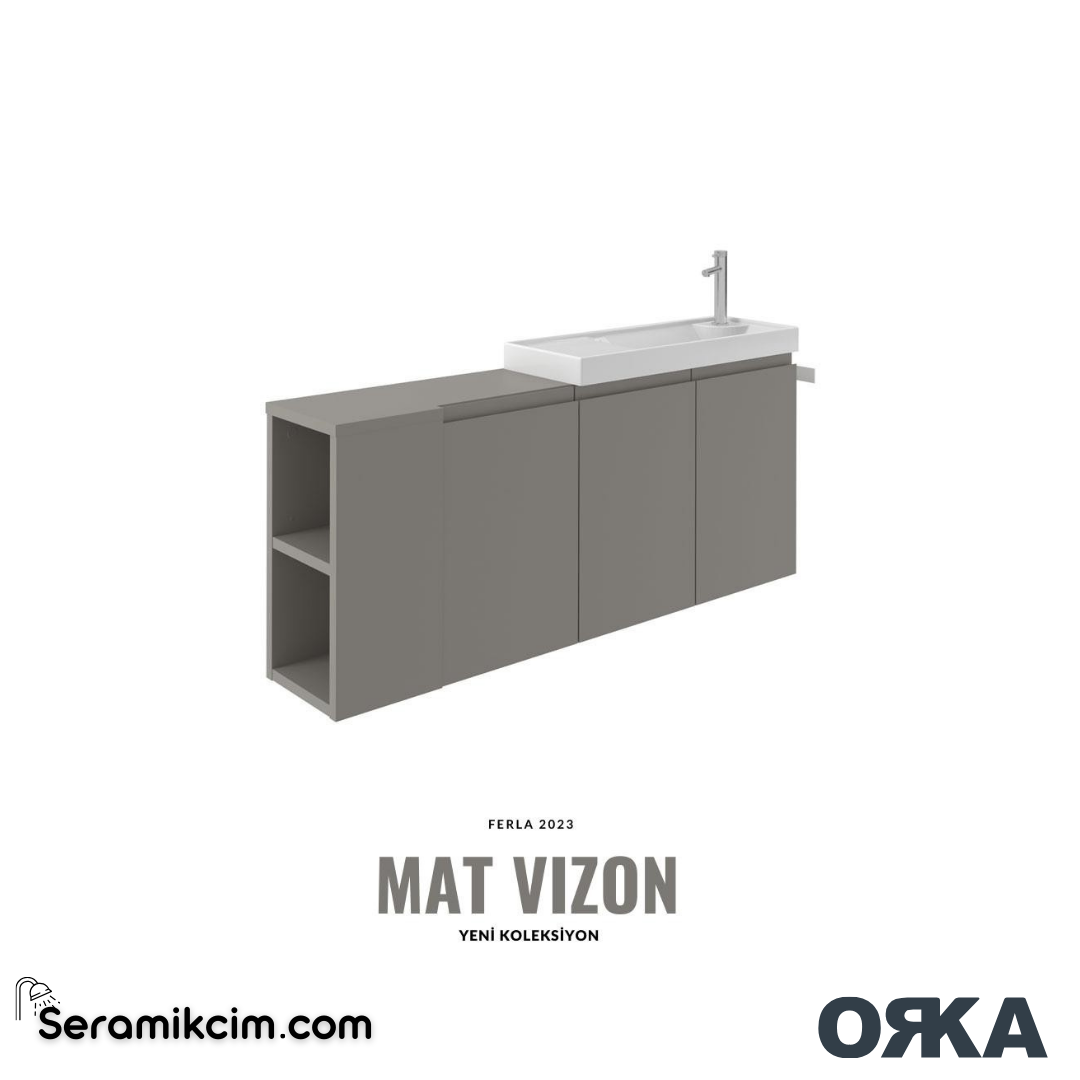 Orka Ferla 80cm Banyo Dolabı Set Mat Vizon - ORK071.80.06.TKM