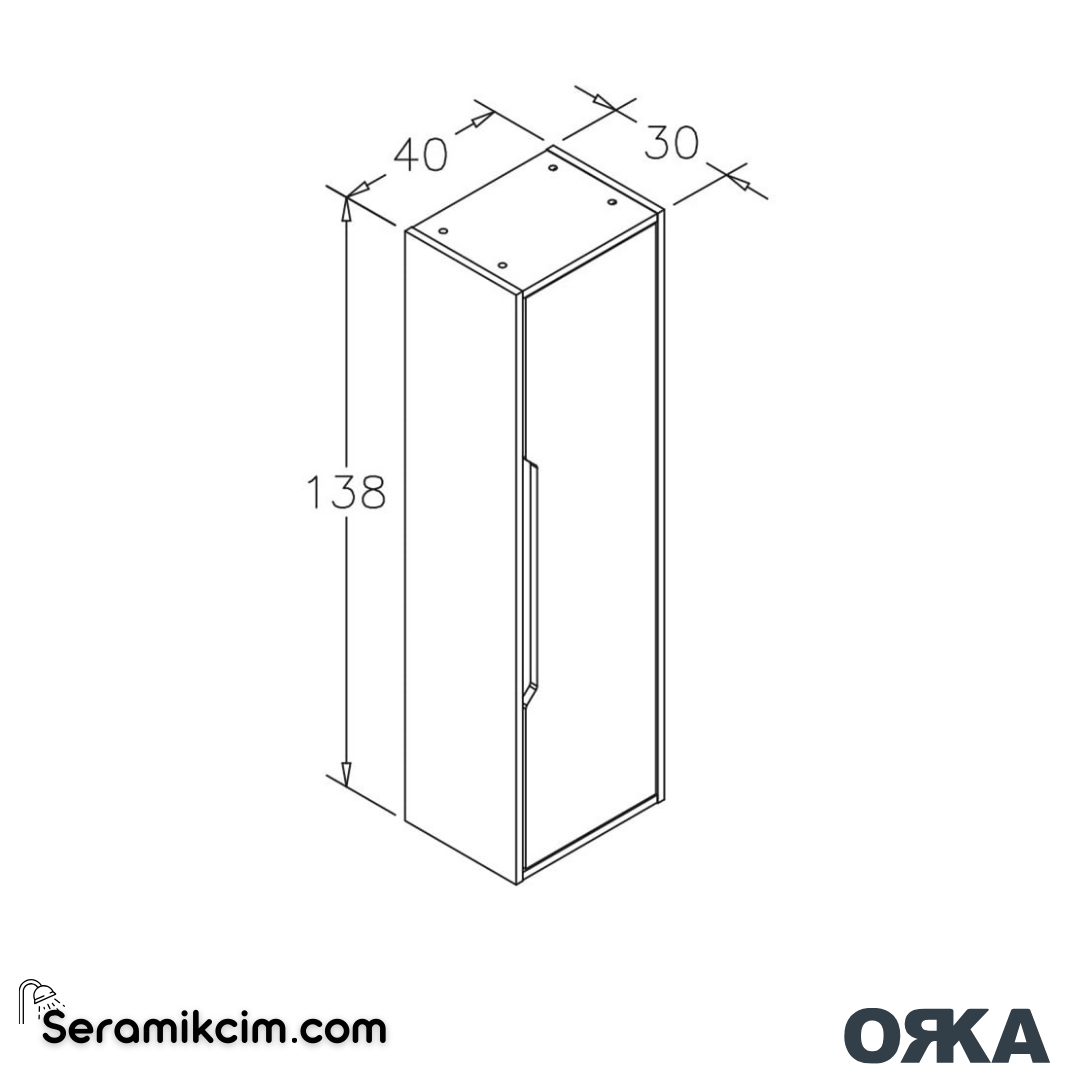 Orka Galia 40cm Boy Dolabı (Sağ-Sol) Legnano - ORK.BYD1106
