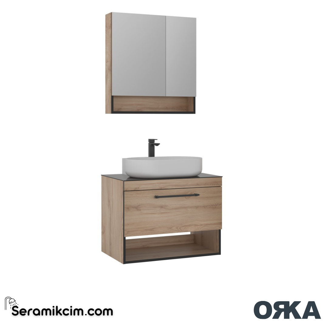 Orka Knidos 90cm Banyo Dolabı Ayna Dolaplı Set Legnano - ORK140.90.02.TKM