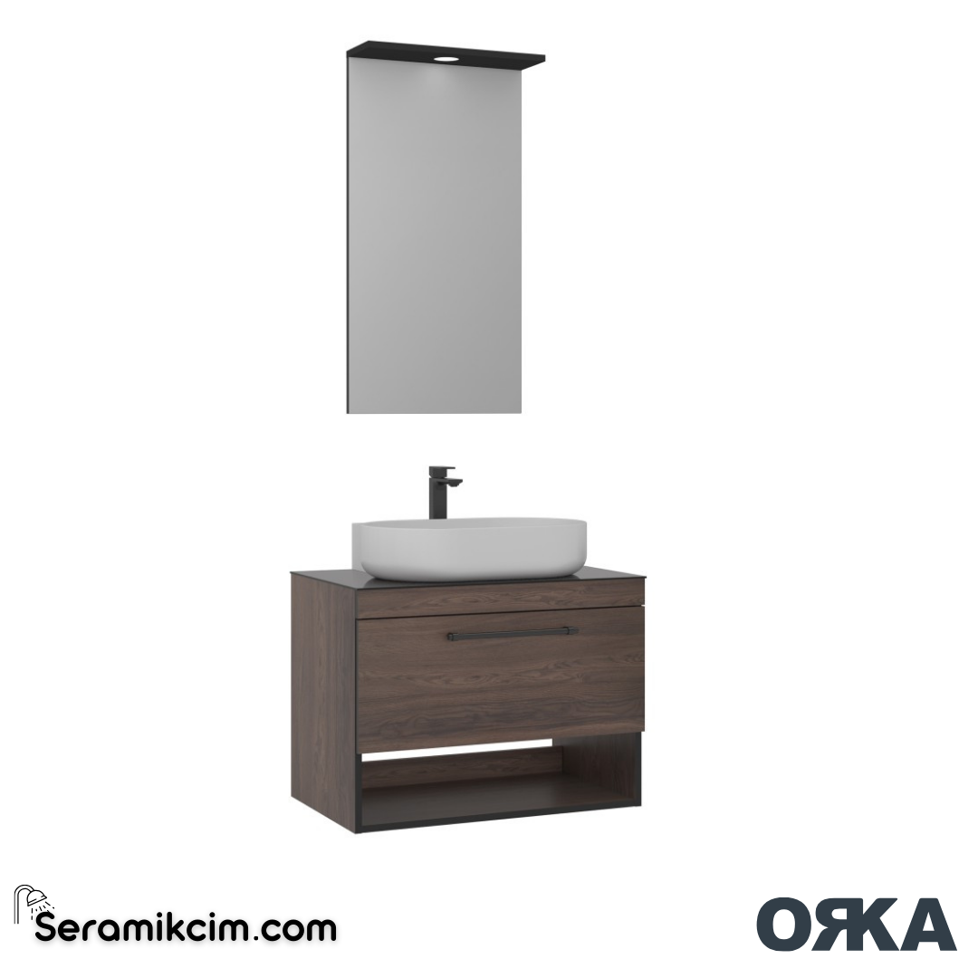 Orka Knidos 90cm Banyo Dolabı Spot Aynalı Set Navaro - ORK141.90.03.TKM