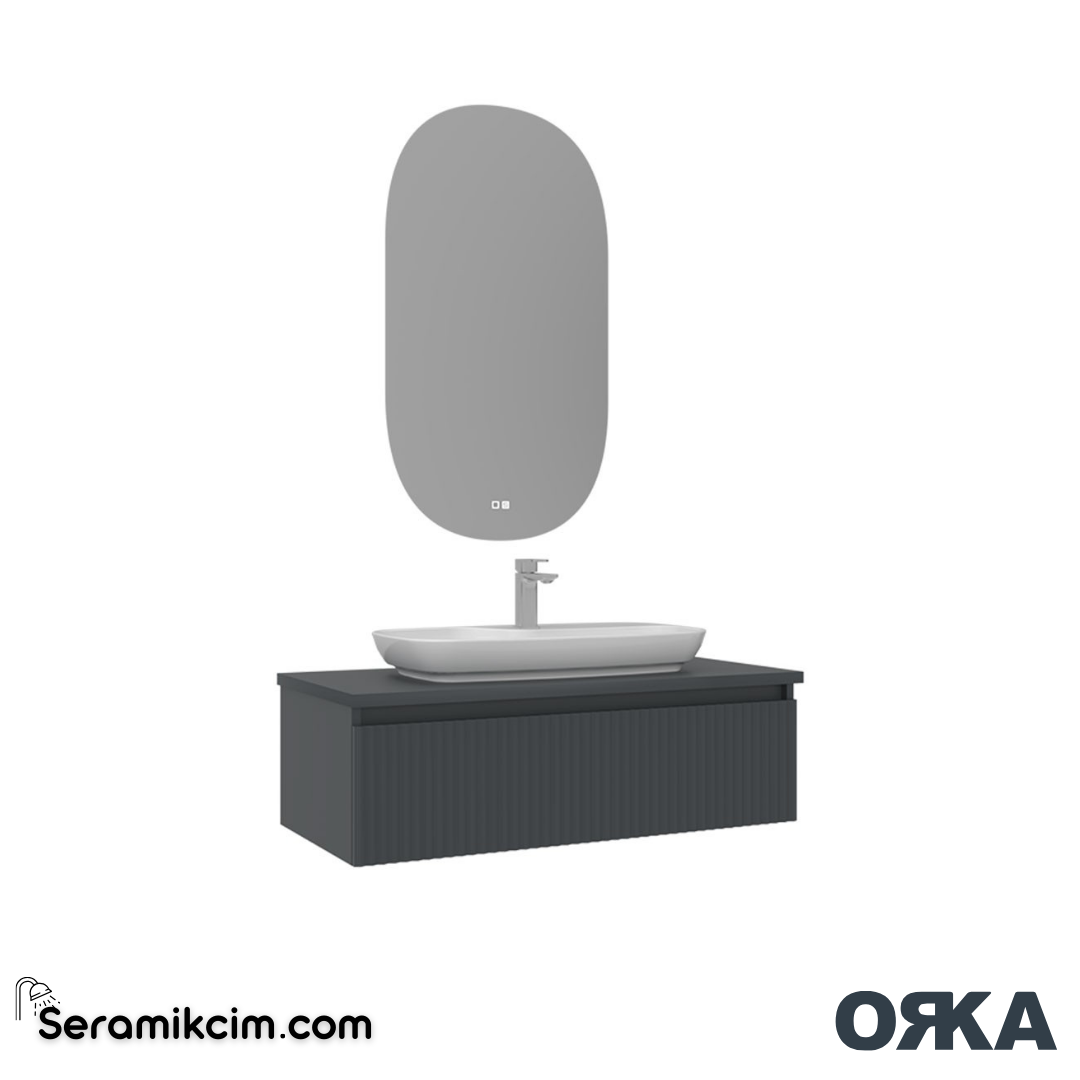 Orka Lentia 100cm Banyo Dolabı Set Mat Antrasit - ORK15.100.01.TKM