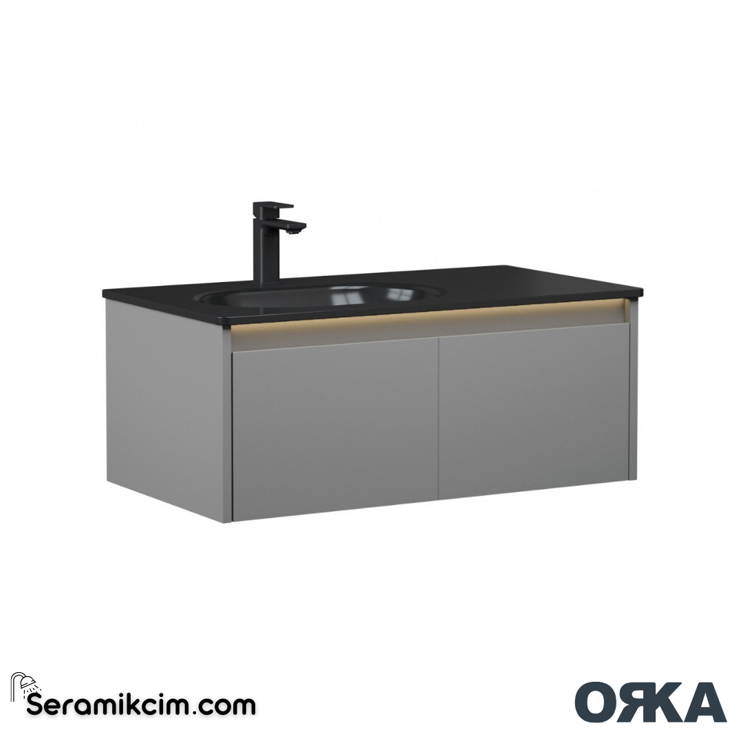 Orka Lisbon 110cm Banyo Dolabı Set Mat Gri - ORK150.110.03.TKM