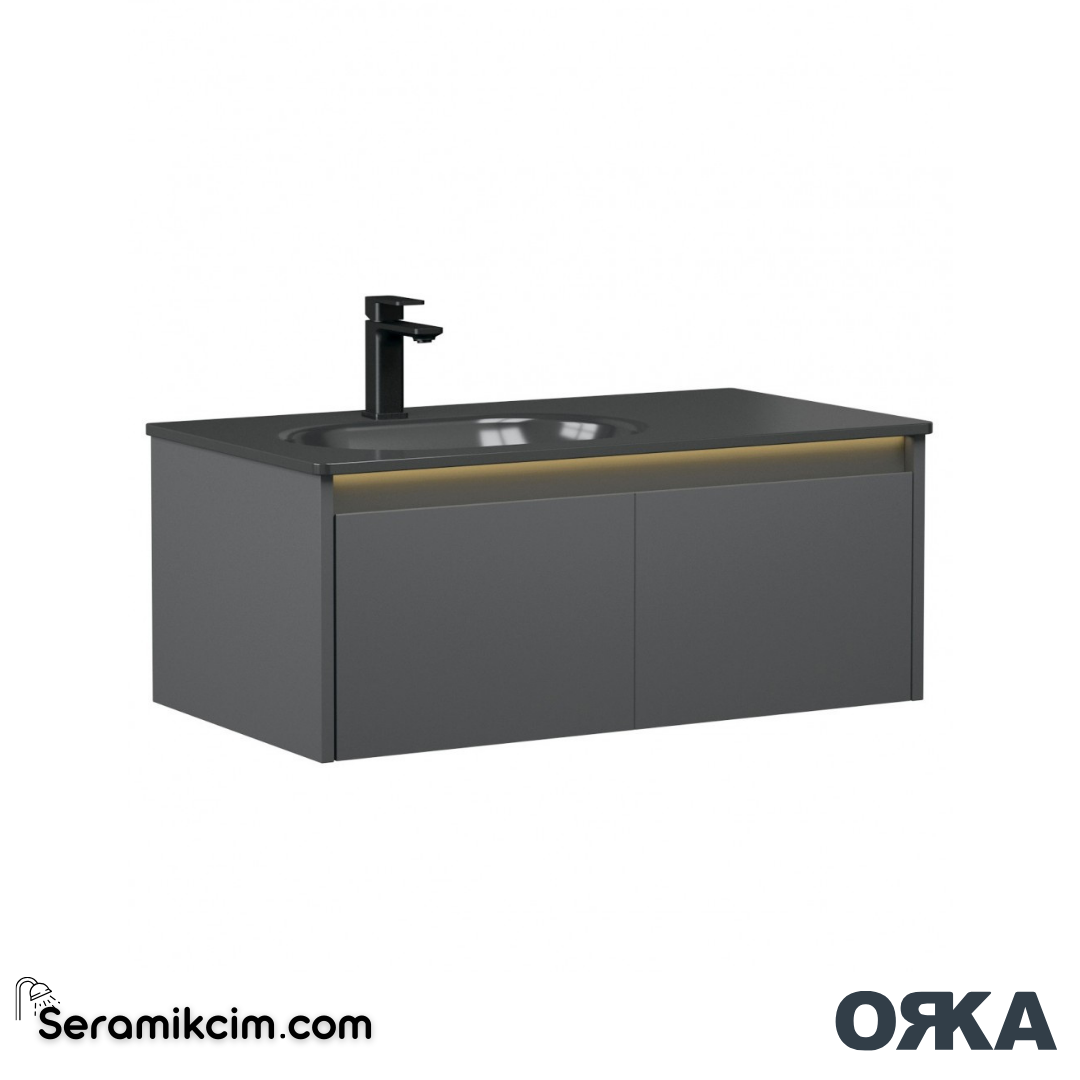 Orka Lisbon 110cm Banyo Dolabı Set Mat Antrasit - ORK150.110.01.TKM