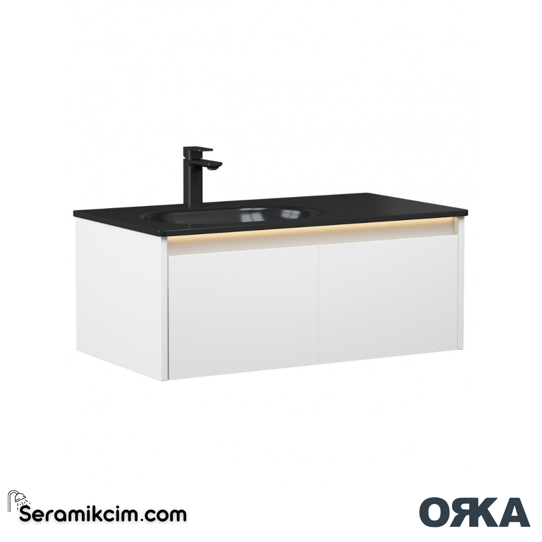 Orka Lisbon 110cm Banyo Dolabı Set Mat Beyaz - ORK150.110.02.TKM