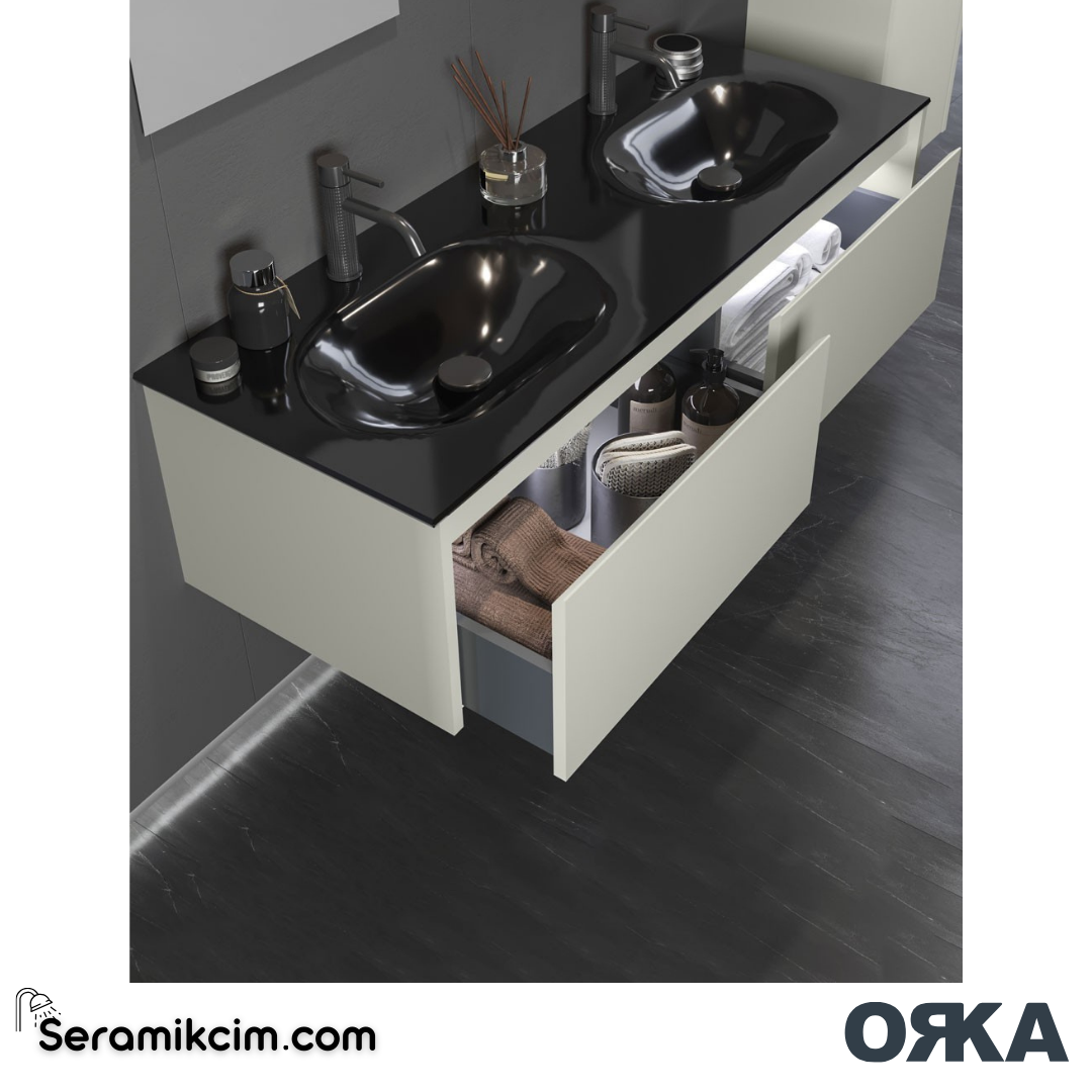 Orka Lisbon 132cm Banyo Dolabı Set Mat Antrasit - ORK150.132.01.TKM
