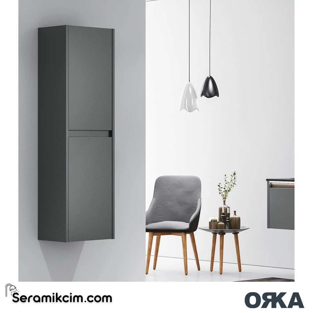 Orka Lisbon 40cm Boy Dolabı (Sağ-Sol) Mat Gri - ORK.BYD1121