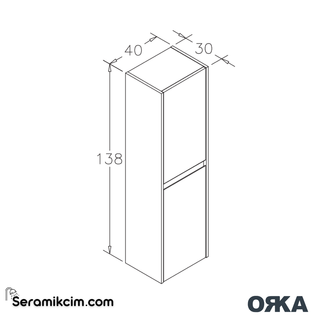 Orka Lisbon 40cm Boy Dolabı (Sağ-Sol) Mat Antrasit - ORK.BYD1119