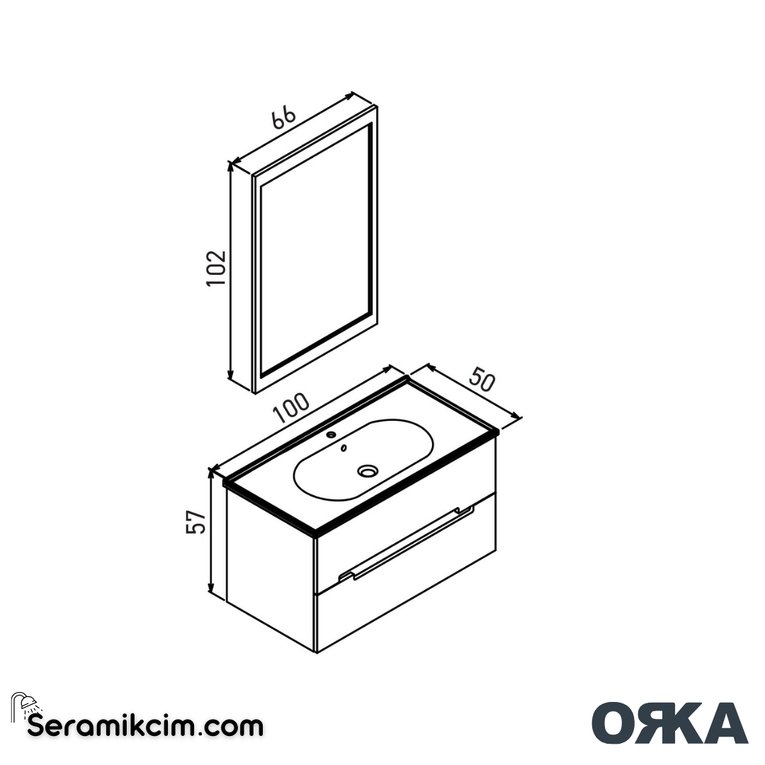 Orka Lodi 100cm Banyo Dolabı Set Beyaz/Altın - ORK151.100.01.TKM