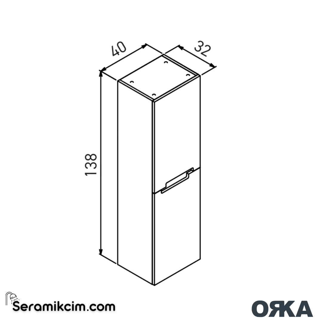 Orka Lodi 40cm Boy Dolabı (Sağ-Sol) Beyaz Altın - ORK.BYD1123