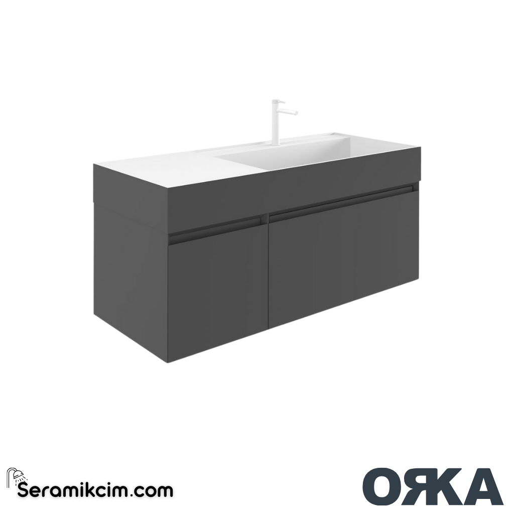 Orka Lusso 120cm Banyo Dolabı Set Mat Antrasit - ORK152.120.01.TKM