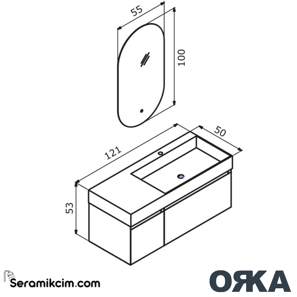 Orka Lusso 120cm Banyo Dolabı Set Mat Tarçın - ORK152.120.04.TKM