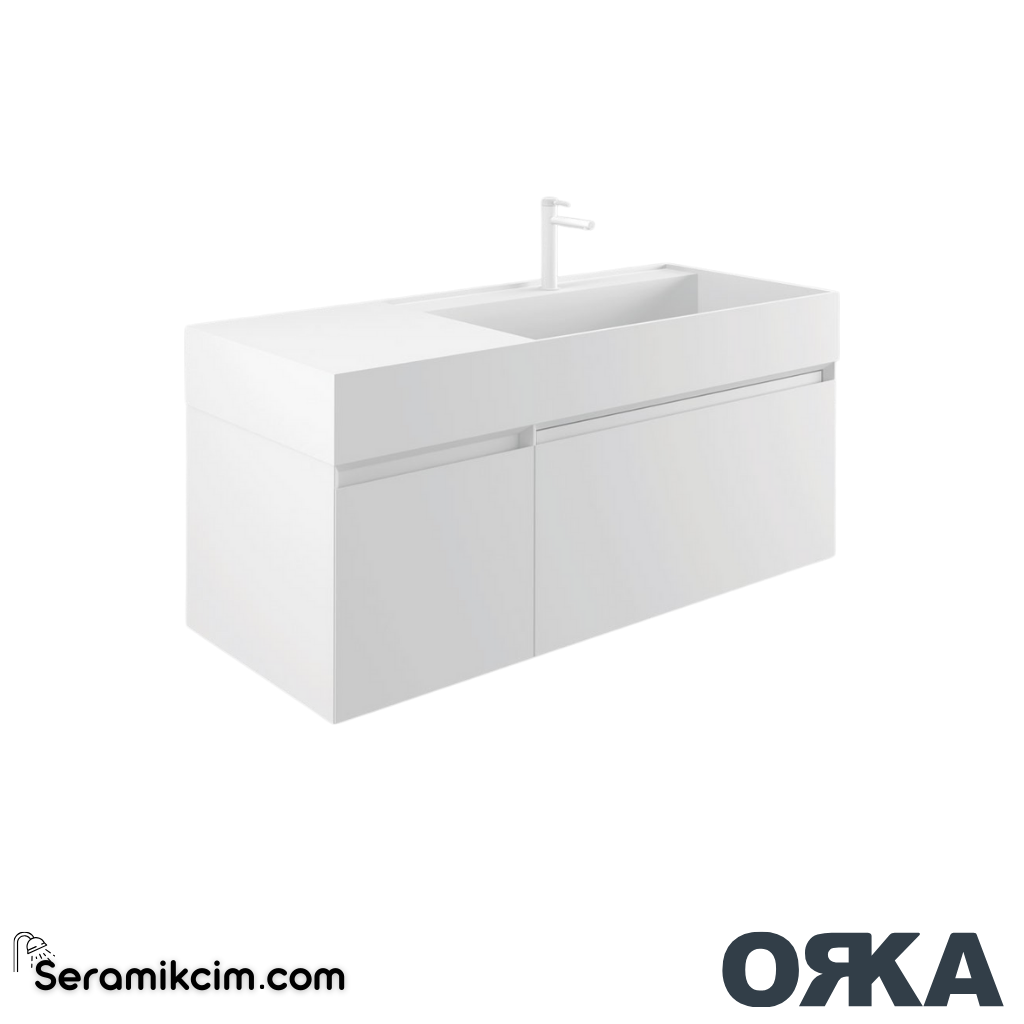 Orka Lusso 120cm Banyo Dolabı Set Mat Beyaz - ORK152.120.02.TKM