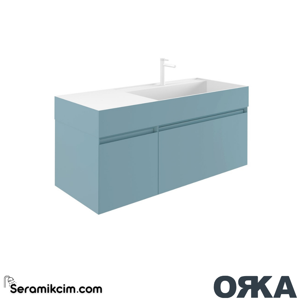 Orka Lusso 120cm Banyo Dolabı Set Mat Mavi - ORK152.120.03.TKM