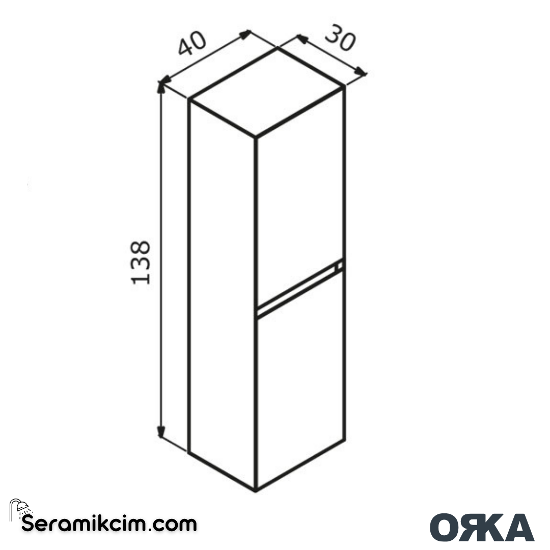 Orka Lusso 40cm Boy Dolabı (Sağ-Sol) Mat Tarçın - ORK.BYD1013