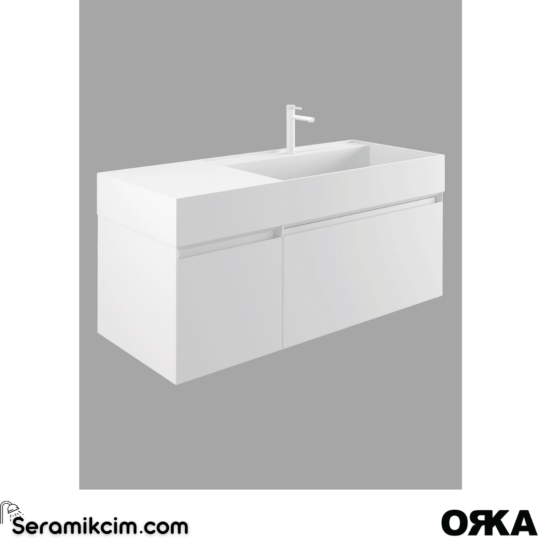 Orka Lusso 80cm Asma Banyo Dolabı Set Mat Beyaz