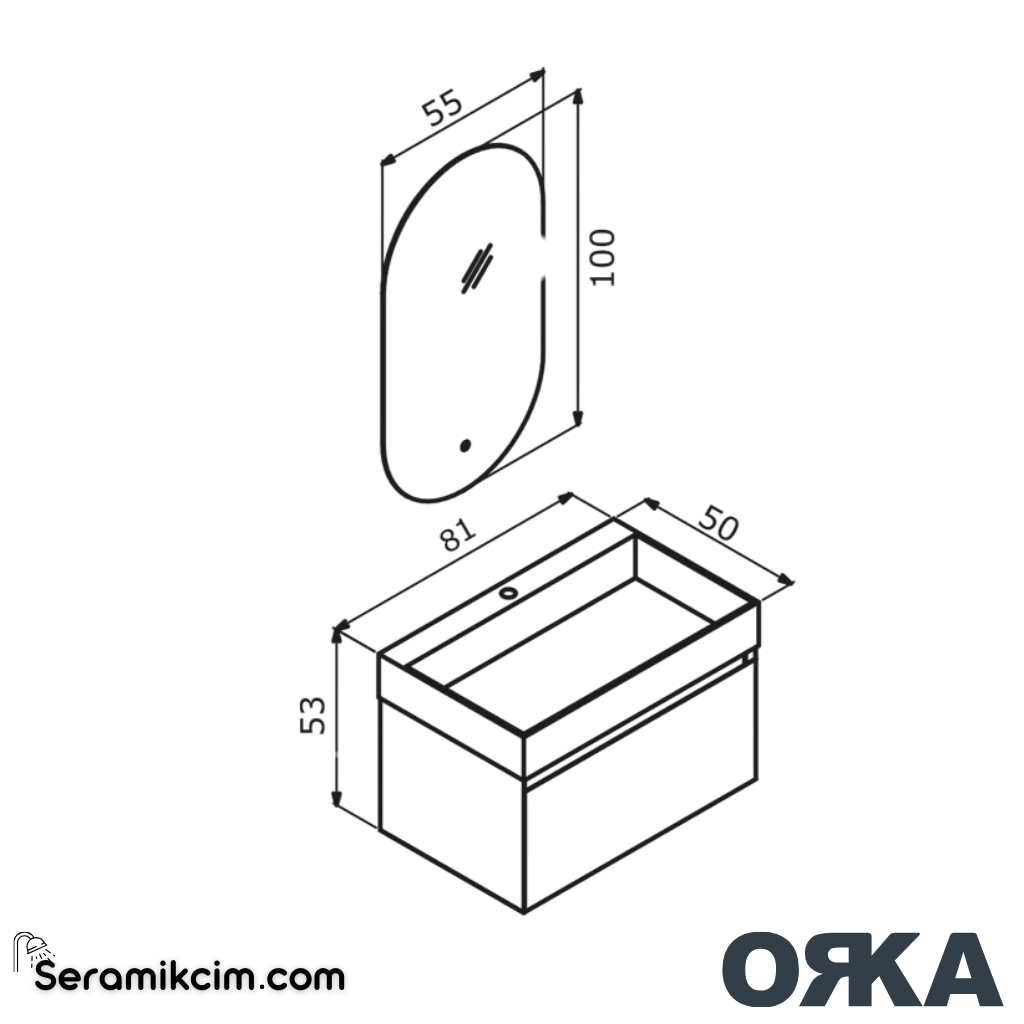 Orka Lusso 80cm Banyo Dolabı Set Mat Beyaz - ORK152.80.02.TKM