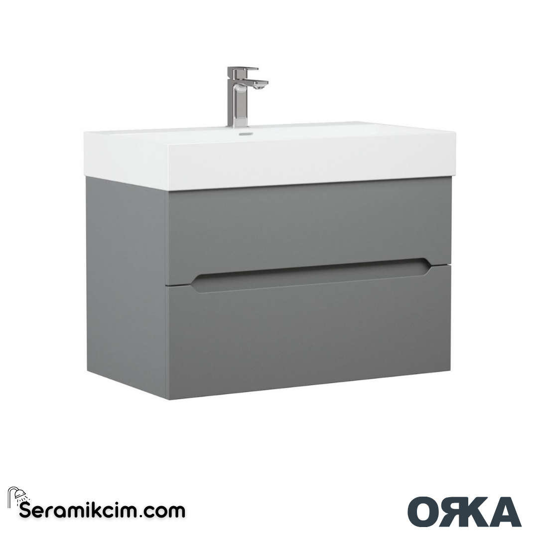 Orka Malta 100cm Banyo Dolabı Set Mat Gri - ORK164.100.03.TKM