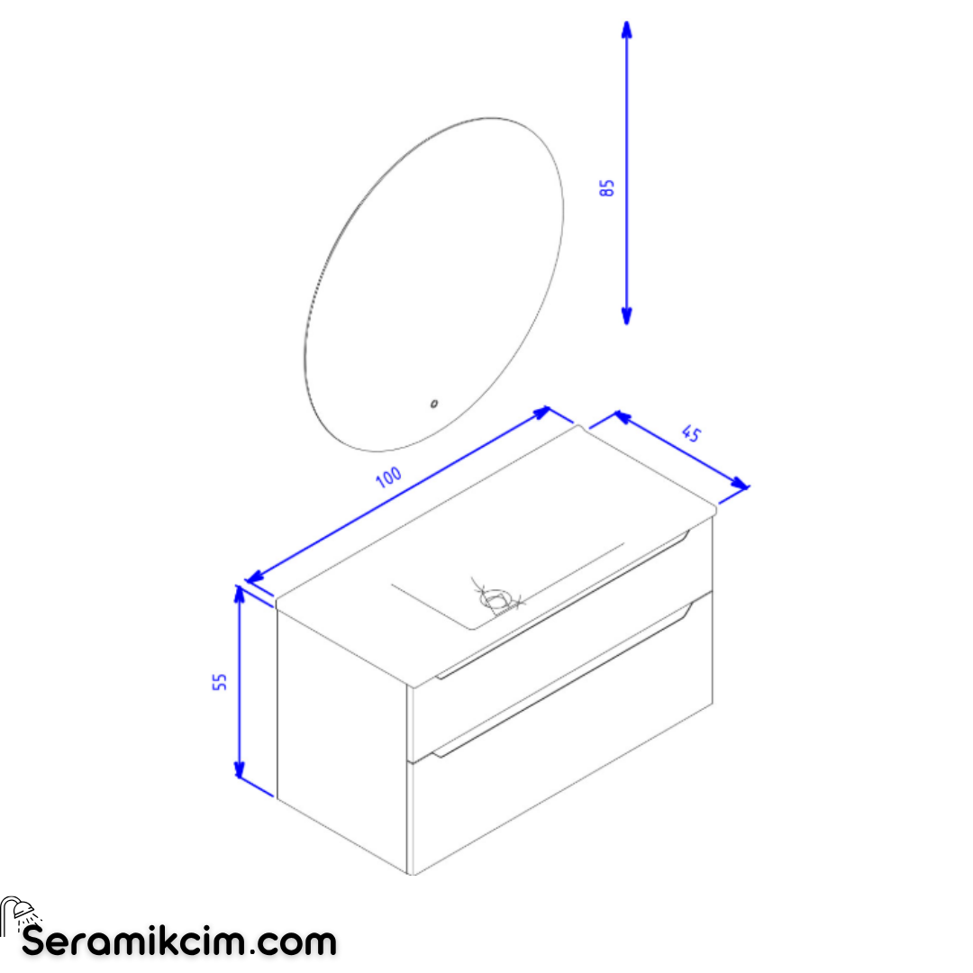 Orka Messina 100cm Banyo Dolabı Ledli Ayna Set Mat Kaşmir