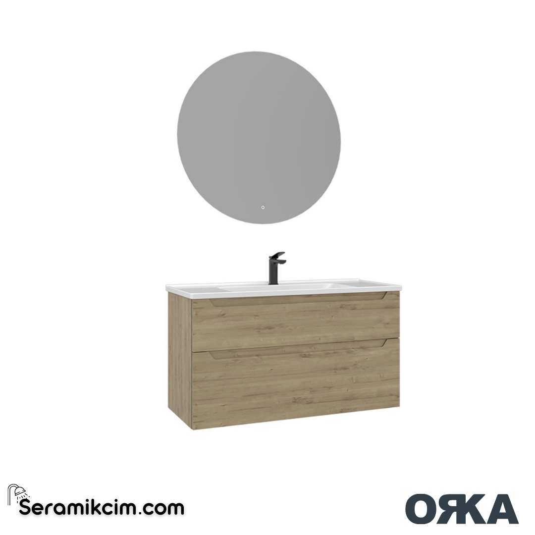 Orka Messina 100cm Banyo Dolabı Ledli Ayna Set Meşe - ORK165.100.05.TKM