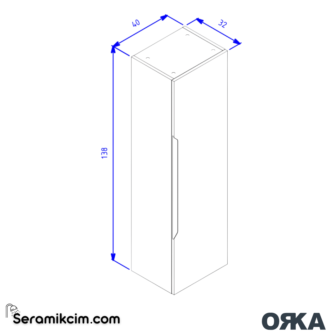 Orka Messina 40cm Boy Dolabı (Sağ-Sol) Meşe - ORK.BYD1134