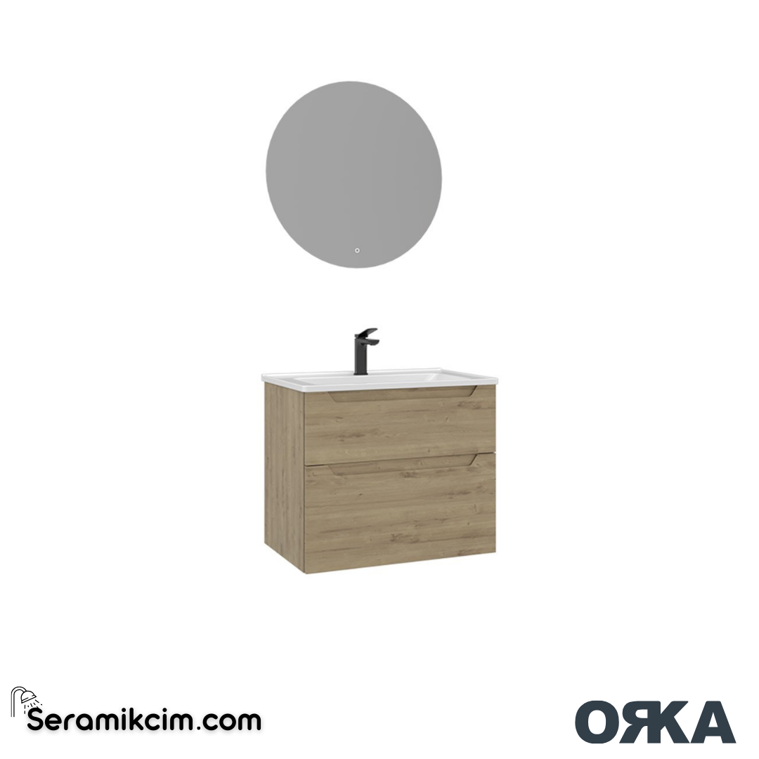 Orka Messina 65cm Banyo Dolabı Ledli Ayna Set Meşe - ORK165.65.05.TKM