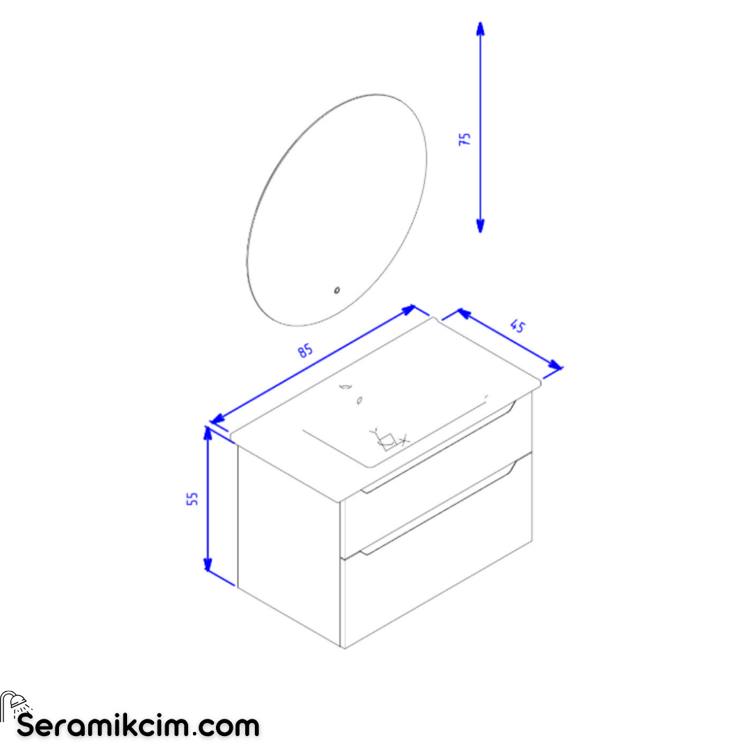 Orka Messina 85cm Banyo Dolabı Ledli Ayna Set Mat Kaşmir