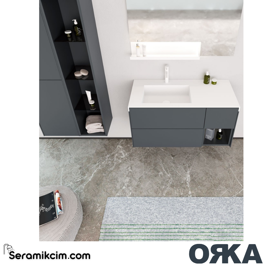 Orka Milano 120cm Banyo Dolabı Set Mat Yeşil - ORK162.120.06.TKM