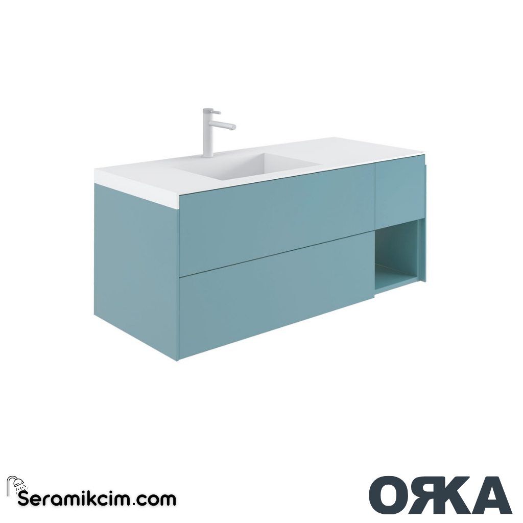 Orka Milano 140cm Banyo Dolabı Set Mat Mavi - ORK162.140.04.TKM